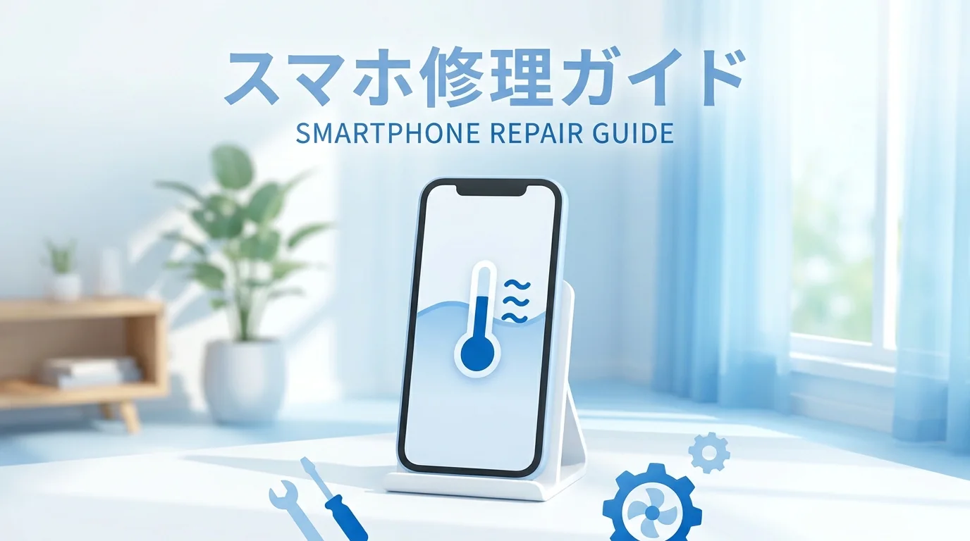 温度警告が出たスマートフォンを涼しい場所で自然冷却するイメージ