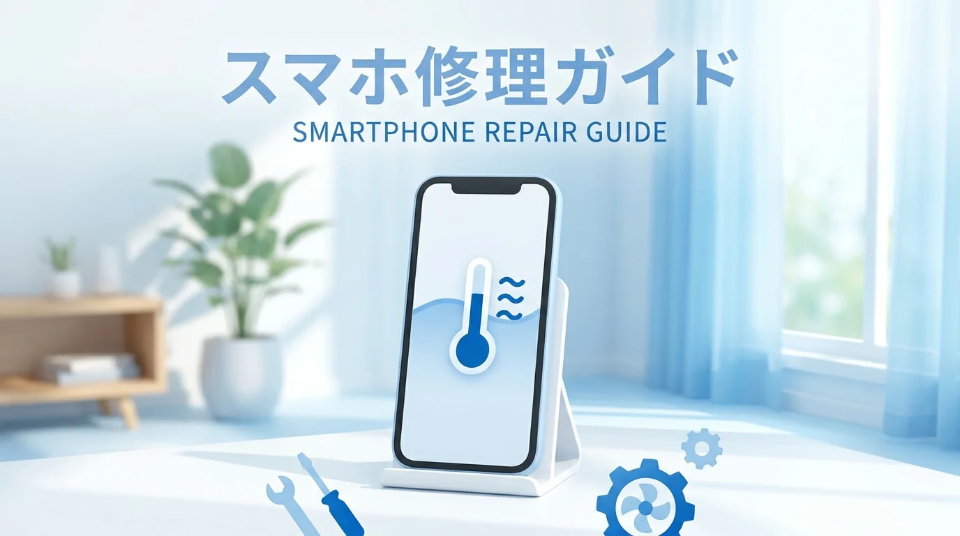 温度警告が出たスマートフォンを涼しい場所で自然冷却するイメージ
