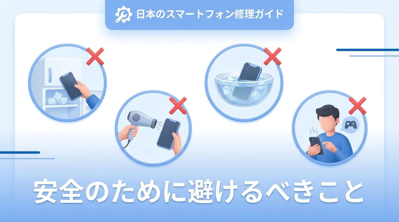 禁止：冷蔵庫・水・熱風・警告中の高負荷・分解