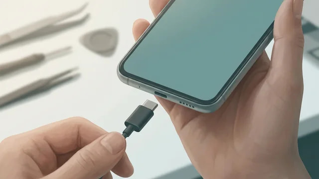 充電ポートへケーブルを近づける切り分けイメージ